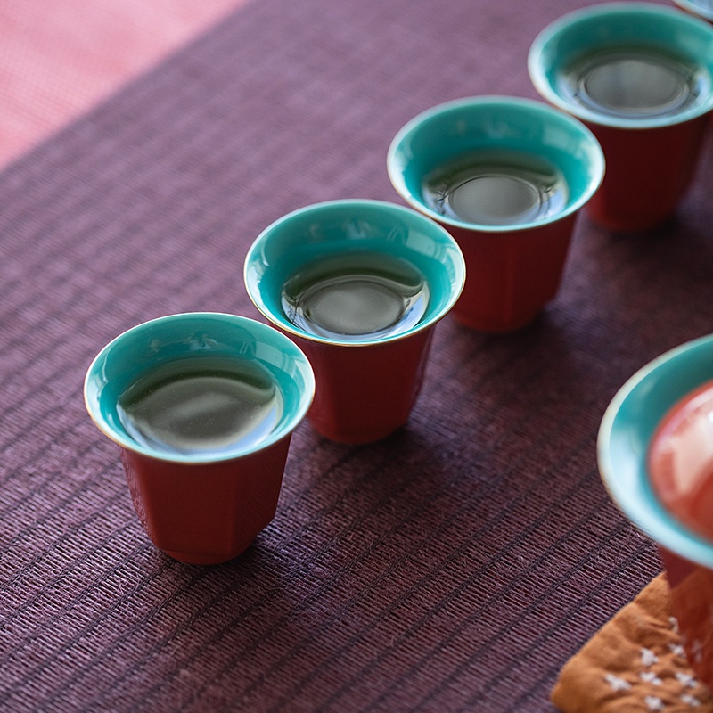 a015-ชุดถ้วยชาเซรามิค-แฮนด์เมด-ขนาดเล็ก-สีแดง-สําหรับครัวเรือน