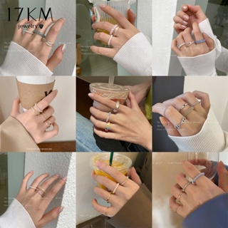 17KM ชุดแหวนเรซิ่น ประดับไข่มุก หลากสี สไตล์เกาหลี สําหรับผู้หญิง