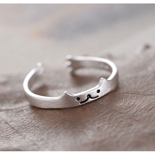 แหวนเงิน-เกรด-s925-รูปแมวน่ารัก-แบบเรียบง่าย-แฟชั่นสําหรับผู้ชาย-และผู้หญิง