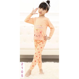 L-PJG-2105-GM ชุดนอนเด็กหญิง แนวเกาหลี สีส้มลายกระต่าย 🚒 พร้อมส่ง ด่วนๆ จาก กทม 🚒