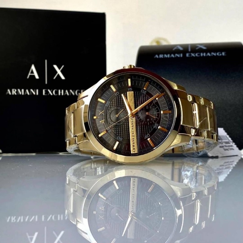 ผ่อน0-นาฬิกาชาย-armani-exchange-black-dial-gold-pvd-mens-watch-ax2122-หน้าปัดกลมสีทอง-46-มม