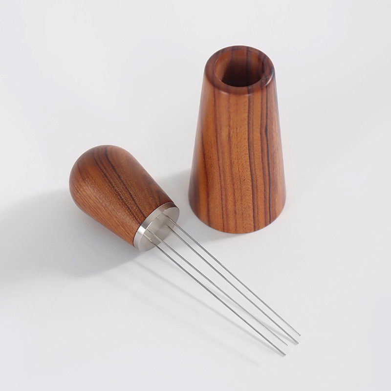 เข็มเกลี่ยผงกาแฟ-เข็มกระจายผงกาแฟ-เข็มเตรียมผงกาแฟ-เอสเปรสโซ-304-steel-wood-needle-tamper