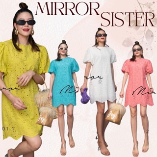 🔖ป้าย Mirrorsister​ 20701.1 เดรสปักลายลูกไม้ ช่วงแขนทรงกระปุกพองน่ารักมากลายปักฉลุสวย