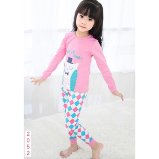 L-PJG-2052-GM ชุดนอนเด็กหญิง แนวเกาหลี สีชมพู ลายนกฮูก 🚒 พร้อมส่ง ด่วนๆ จาก กทม 🚒