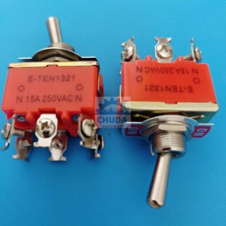 สวิทช์ โยก สลับ Toggle Switch 6 ขา (2 ขั้ว 2 ทาง) ON-ON 15A 250V #E-TEN1321 (1 ตัว)