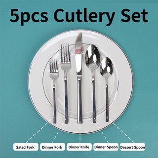 [KOREA]🇰🇷 Premium Stainless Steel Cutlery 5pcs Set ㅣSpoon Fork Knife ㅣWestern Tableware ㅣClassic Table Dinnerware setㅣDining kitchen