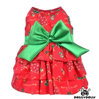 Pet cloths -Doggydolly เสื้อผ้าแฟชั่น ชุดคริสต์มาส เสื้อผ้าสัตว์เลี้ยง เสื้อผ้าหมาแมว ชุดกระโปรงสีแดง Christmas D533-New