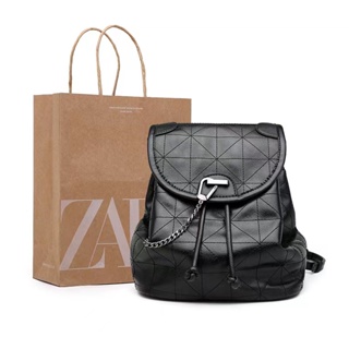 กระเป๋าเป้ผู้หญิงแฟชั่น ZARA ใหม่พลิกแฟชั่นเอนกประสงค์ความจุขนาดใหญ่กระเป๋าเป้สะพายหลังอินเทรนด์ 77221112