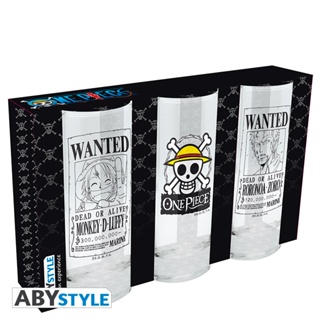 ABYstyle [ลิขสิทธิ์แท้ พร้อมส่ง] แก้วน้ำ แก้วน้ำอนิเมะ One Piece Large Glass เซท 3 ใบ วันพีซ 290ml