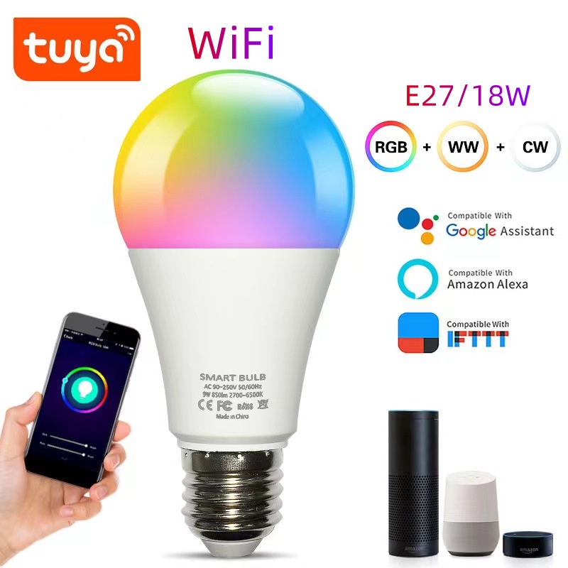 MOES WiFi Smart LEDLight Bulb E14 Candle Lamp 16Million RGBCCT 2700-6500K  Dimmable Candelabra Light Tuya Alexa Google 90-250V 6W - Clever Goods