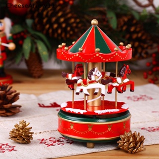 Che 1 ชิ้นคริสต์มาสม้าหมุนเพลงระฆังลานกล่องดนตรีอัตโนมัติ Merry-Go-Round TH