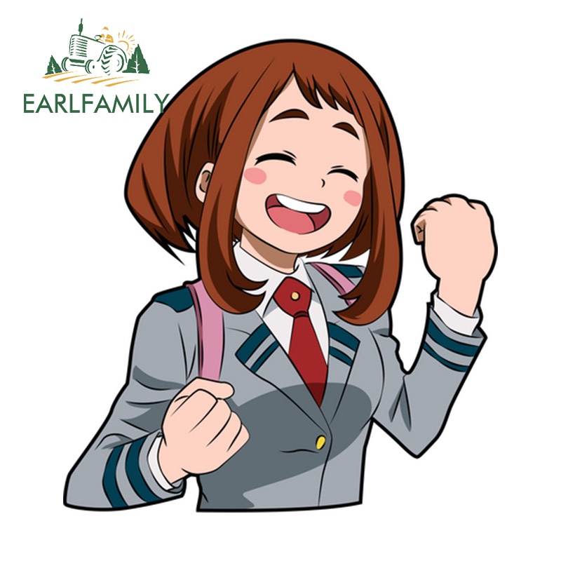 earlfamily-สติกเกอร์ติดรถยนต์-ลาย-my-hero-academia-ochako-uraraka-ขนาด-13-ซม-x-11-8-ซม
