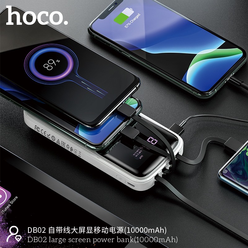 hoco-รุ่น-db02-powerbank-10000mah-มาพร้อมสาย-4-เส้นในตัว-พร้อมส่ง-2-สี-ใช้สะดวกชาร์จรวดเร็วทันใจ-แถมสายชาร์จ