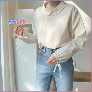 STYLE 🔥พร้อมส่ง🔥2041* เสื้อเชิ้ตเก๋ไก๋เกาหลี แขนยาว คอปก เสื้อทำงาน โอเวอร์ไซส์ผู้หญิง สีเบจ เสื้อ แฟชั่นเกาหลี