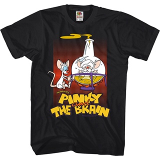 Pinky And The Brain Lab Flask Animaniacs T-Shirt เสื้อยืดสีขาวผู้ชาย เสื้อยืดไม่ต้องรีด