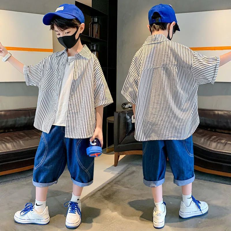 onekid-เสื้อเชิ้ตแขนสั้นเด็กชาย-2022-เด็กใหม่วัยกลางคนเด็กฤดูร้อนลายเสื้อครึ่งแขน-กระแสน้ำเวอร์ชั่นเกาหลี