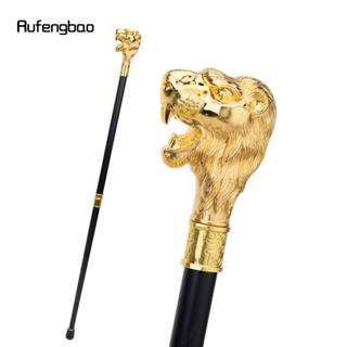 Gold Lion Head with Mustache Fashion Walking Stick Decorative Cospaly Vintage Party Fashionable Walking Cane Crosier 93c
