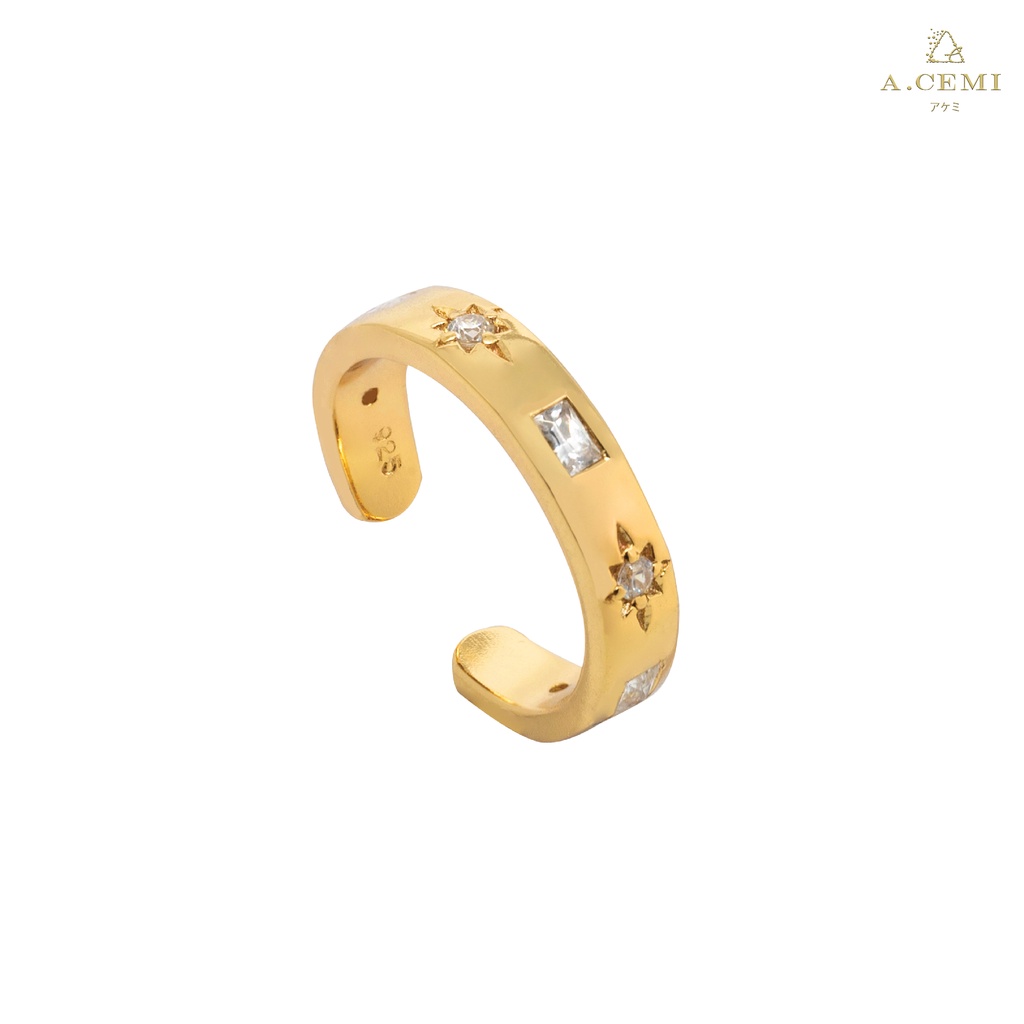 a-cemi-star-baguette-ringcuff-ring-earcuff-free-size-แหวนเงินแท้-ชุบทอง-18k-โรสโกลว์