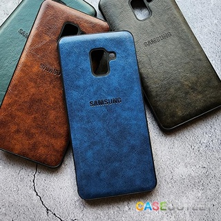 เคส Samsung A8 plus 2018 A8+ tpu หุ้มหนัง หนังฟอก ลายหนัง เดินตะเข็บ