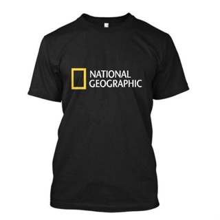 เสื้อยืด National Geographic Logo Mens T Shirt Summer Fashion Short Sleeve Tees Round Neck Cotton Tops