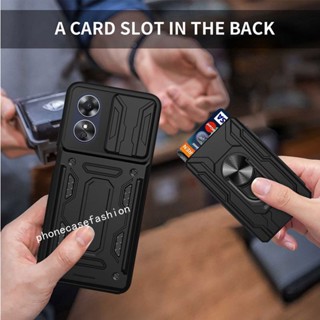 เคสโทรศัพท์มือถือ ป้องกันเลนส์กล้อง กันกระแทก พร้อมแหวนขาตั้ง สําหรับ OPPO A17 OppoA17 4G 2022