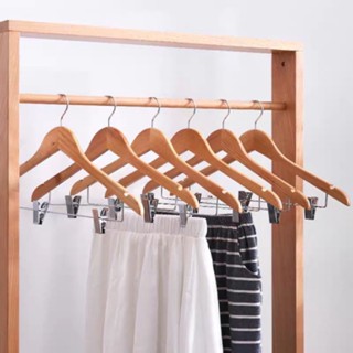 AB001 ไม้แขวนเสื้อไม้ทึบพร้อมคลิปเหล็ก 45cm（12 ชิ้น / 6 ชิ้น）Y-08