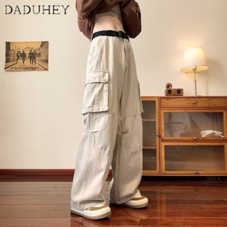 DaDuHey🔥 Mens American Retro High Street Loose Cotton Overalls Autumn Fashion Fashion Brand Ins Straight Versatile Casual Pants