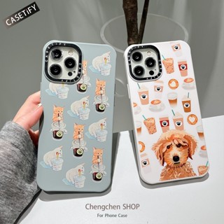 Casetify เคสโทรศัพท์มือถือนิ่ม ลายการ์ตูนแมว และสุนัข ใส่กาแฟ สําหรับ Iphone 14ProMax 12Pro XS 11 12Promax 13Promax 11 12 13