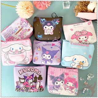 ☸ Sanrio กระเป๋าใส่เหรียญ 1 ชิ้น ☸ กระเป๋าสตางค์ หนัง PU ใส่เหรียญได้ ลายการ์ตูน Cinnamonroll Kuromi Melody Sanrio