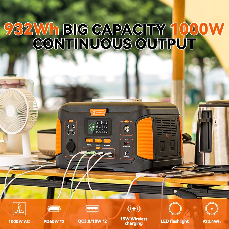 flashfish-1000w-932wh-portable-power-station-สำรองไฟ-camping-power-box-กล่อง-แบตสํารอง