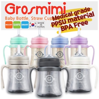 [เกาหลี]🇰🇷ของแท้ Grosmimi แก้วหัดดื่ม พร้อมหลอดดูด ไร้ BPA ขนาด 200 มล. 300 มล. สําหรับเด็กวัยหัดเดิน