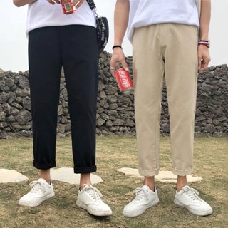 กางเกงขายาวลําลอง ทรงตรง ทรงหลวม สีพื้น สไตล์เกาหลี สําหรับผู้ชาย