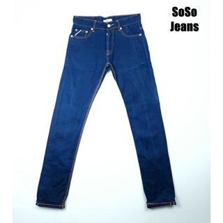 ยีนส์ริมแดง Selvedge SoSo Jeans เอว 31-32 ผ้าด้าน Indigo x Indigo ขาเดฟ