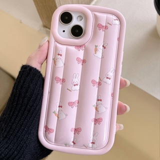 เคสโทรศัพท์มือถือหนัง ลายกระต่าย สีชมพู สําหรับ iPhone 11 14 13 12 11
