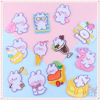 ✿ เวลาพักผ่อนของกระต่าย Kawaii เพลิดเพลินไปกับแพทช์สติกเกอร์ติดด้วยตนเองขนมหวาน ✿ แพทช์ ป้าย เย็บปักถักร้อย ตกแต่งเสื้อผ้า DIY 1 ชิ้น สําหรับสัตว์เลี้ยง