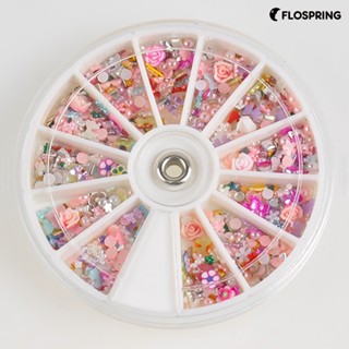 Flospring กลิตเตอร์ ลายดอกไม้ โบว์ คละแบบ สําหรับตกแต่งเล็บ 1200 ชิ้น