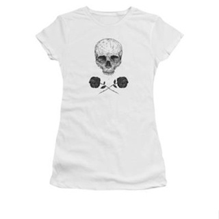 Skull N Roses Womens T-Shirt เสื้อยีด Tee เสื้อคนอ้วน
