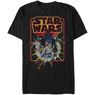 เสื้อยืดผู้ชาย Star Wars Mens Old School Comic Graphic T-Shirt t shirt men cotton เสื้อยืดผู้ชายTEE