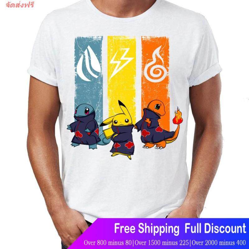 จัดส่งฟรี-โปเกมอนเสื้อยืดแขนสั้น-เสื้อยืดผู้ชายพิมพ์ลาย-pokemon-pikachu-akatsuki-artwork-pokemonshort-เสื้อยืดสีพื้น