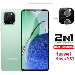 2 in 1 ฟิล์มกระจกนิรภัยกันรอยหน้าจอ และเลนส์กล้อง 2022 สําหรับ Huawei Nova Y61 Flim Huawei Nova Y61 NovaY61 Y 61 4G 5G