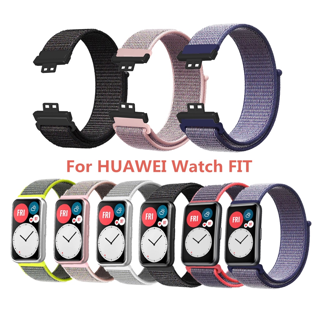 ภาพหน้าปกสินค้าสายรัดห่วงกีฬาแบบถักไนลอนสำหรับเปลี่ยนสำหรับนาฬิกา Huawei watch Fit สายนาฬิกาแฟชั่นคลาสสิกกันน้ำและระบายอากาศ
