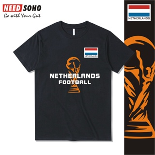 2022 World Cup Netherlands เสื้อยืดแขนสั้นเสื้อผ้าฟุตบอลทีมชาติ Van Persie de Jong van Dijk กาตาร์ผู้ชาย