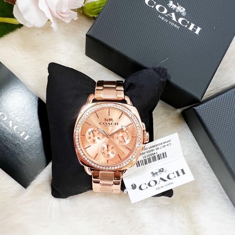 ภาพหน้าปกสินค้าพร้อมส่ง แท้  100% New นาฬิกา Coach รุ่น Coach 14503131 Ladies BOYFRIEND Multi-function Rose Gold-tone Watch จากร้าน pinyada.d บน Shopee