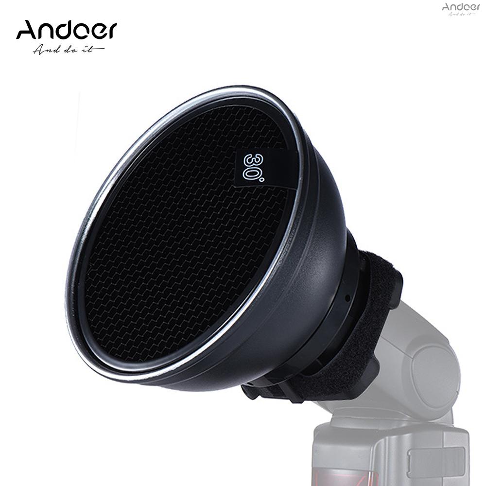 andoer-5-9-15cm-silver-beauty-dish-diffuser-w-30-degree-honeycomb-replacement-for-neewer-yongnuo-godox-meike-vivitar-photography-on-camera-flash-speedlite-speedlig