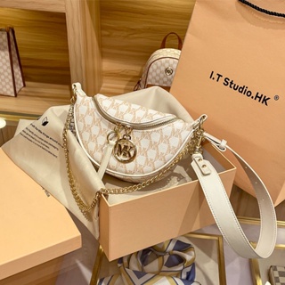 Small MK leather bag 2021 new style bag tide chain waist bag dumpling oblique arm bag chest bag woman summer