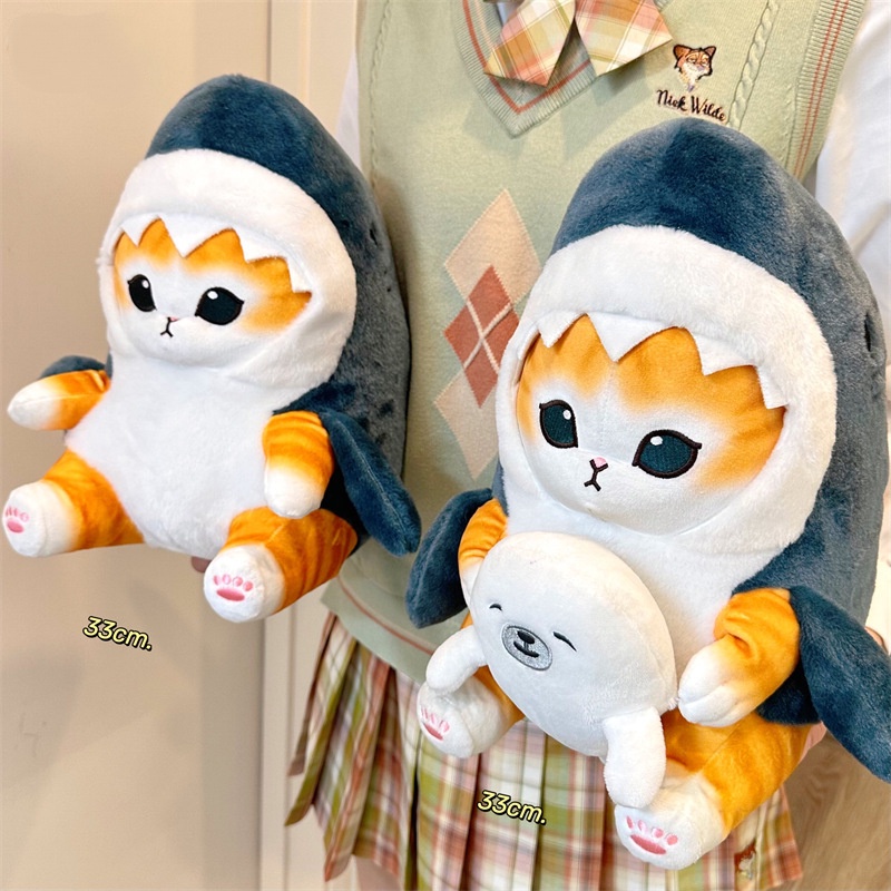 หมอนตุ๊กตา-รูปแมวฉลามน่ารัก-เหมาะกับของขวัญ-ของเล่นสําหรับเด็ก