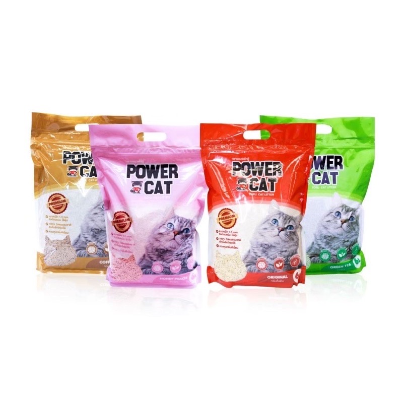 ทรายแมวเต้าหู้ Power Cat แท่งเล็ก 1.5 มม ขนาด 6 ลิตร มี 4 กลิ่น ทิ้งลงชักโครกได้
