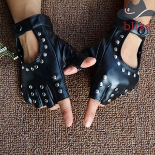 BLISS Fingerless Gloves Unique Hip hop Punk Dance Outdoors Halloween Rivets Gloves