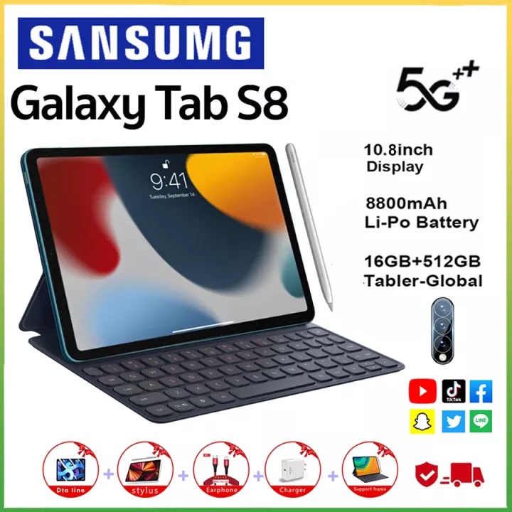 ราคาและรีวิว2022 ใหม่เอี่ยม Sansumg Galaxy Tab S8+ แท็บเล็ต 10.8นิ้ว 16GB+512GB Andorid 11.0 แท็บเล็ตราคาถูก