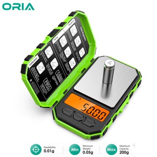 Oria เครื่องชั่งน้ําหนักดิจิทัล ความแม่นยําสูง พร้อมจอแสดงผล LCD และชั่งน้ําหนัก 50 กรัม 200 กรัม 0.01 กรัม สําหรับชั่งเครื่องประดับ ห้องครัว